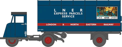 Oxford Diecast 120MH004 - Scammell Mechanical Horse Van Trailer LNER - TT Scale