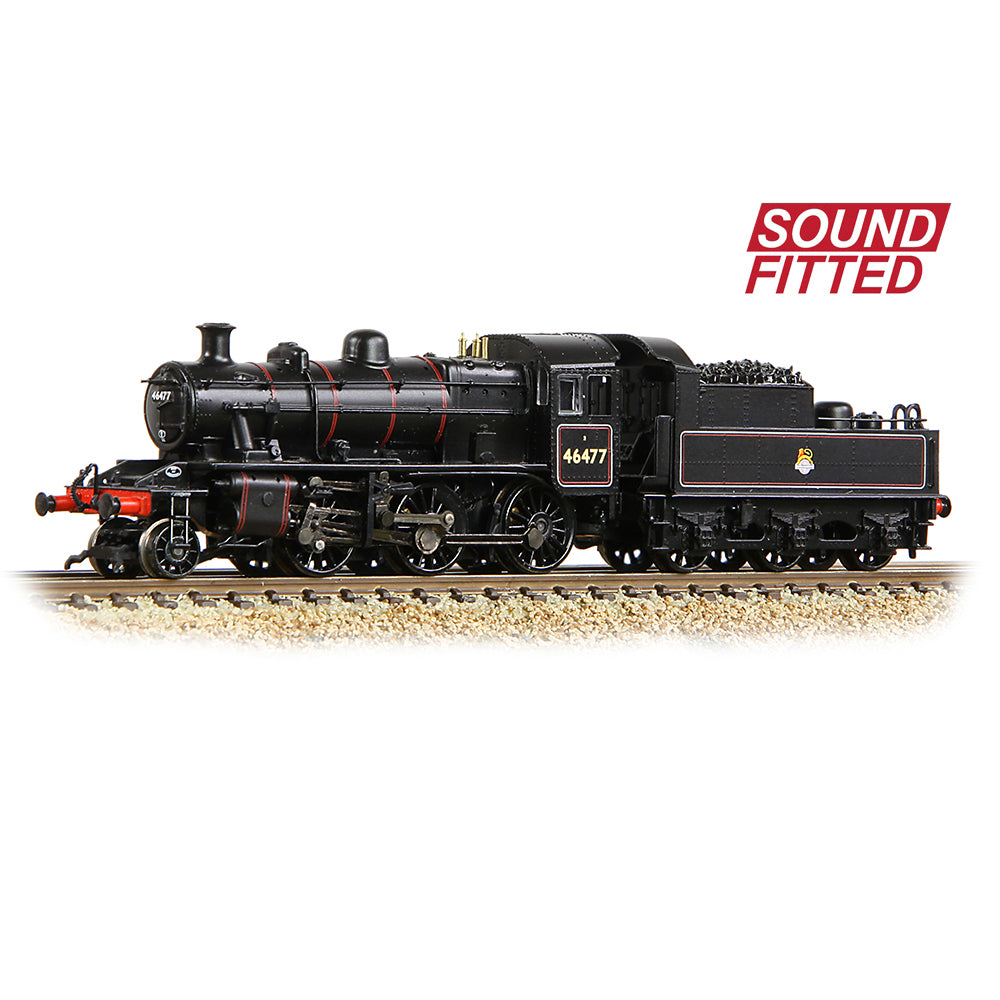 Graham Farish 372-626ASF - LMS Ivatt 2MT Class 46477 BR Lined Black Early Emblem (SOUND FITTED)