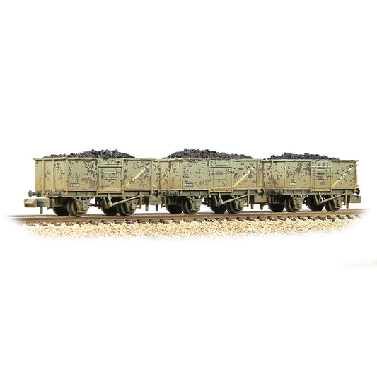 Graham Farish 377-235C - Set of BR 16T Steel Mineral Wagons BR Grey with Load (Weathered)