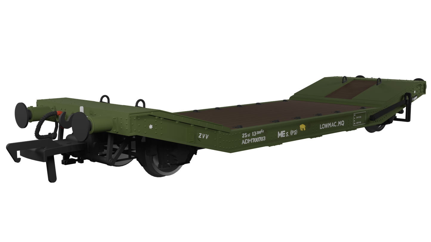 Rapido Trains UK 929009 - LOWMAC No. ADM700703 Engineers Olive