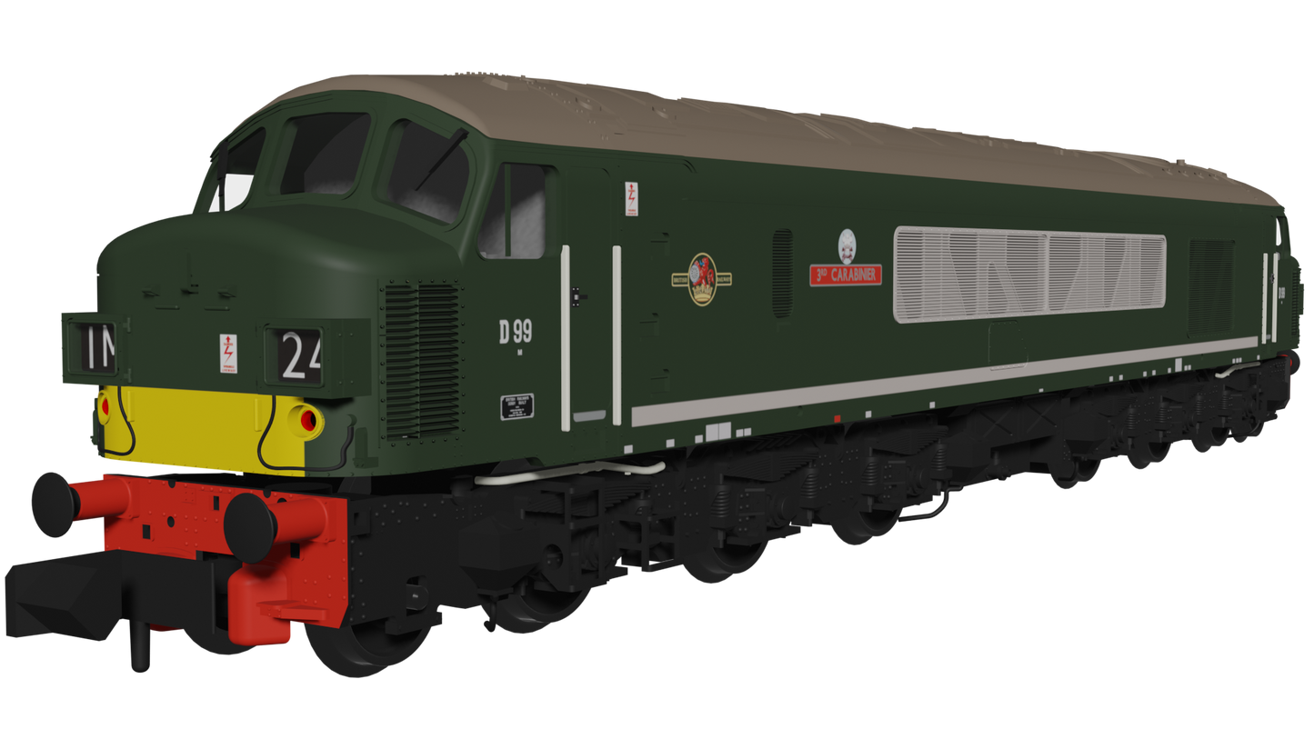 Rapido Trains UK 948102 - Class 45 D99 “3rd Carabinier” BR Green With Small Yellow Panels DC/SILENT