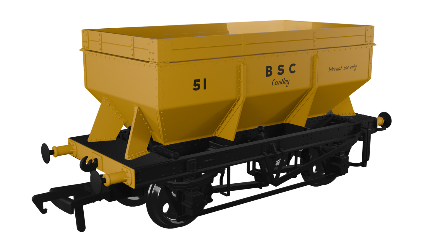 Rapido Trains UK 963014 - LMS Iron Ore Hopper – BSC Yellow No.51