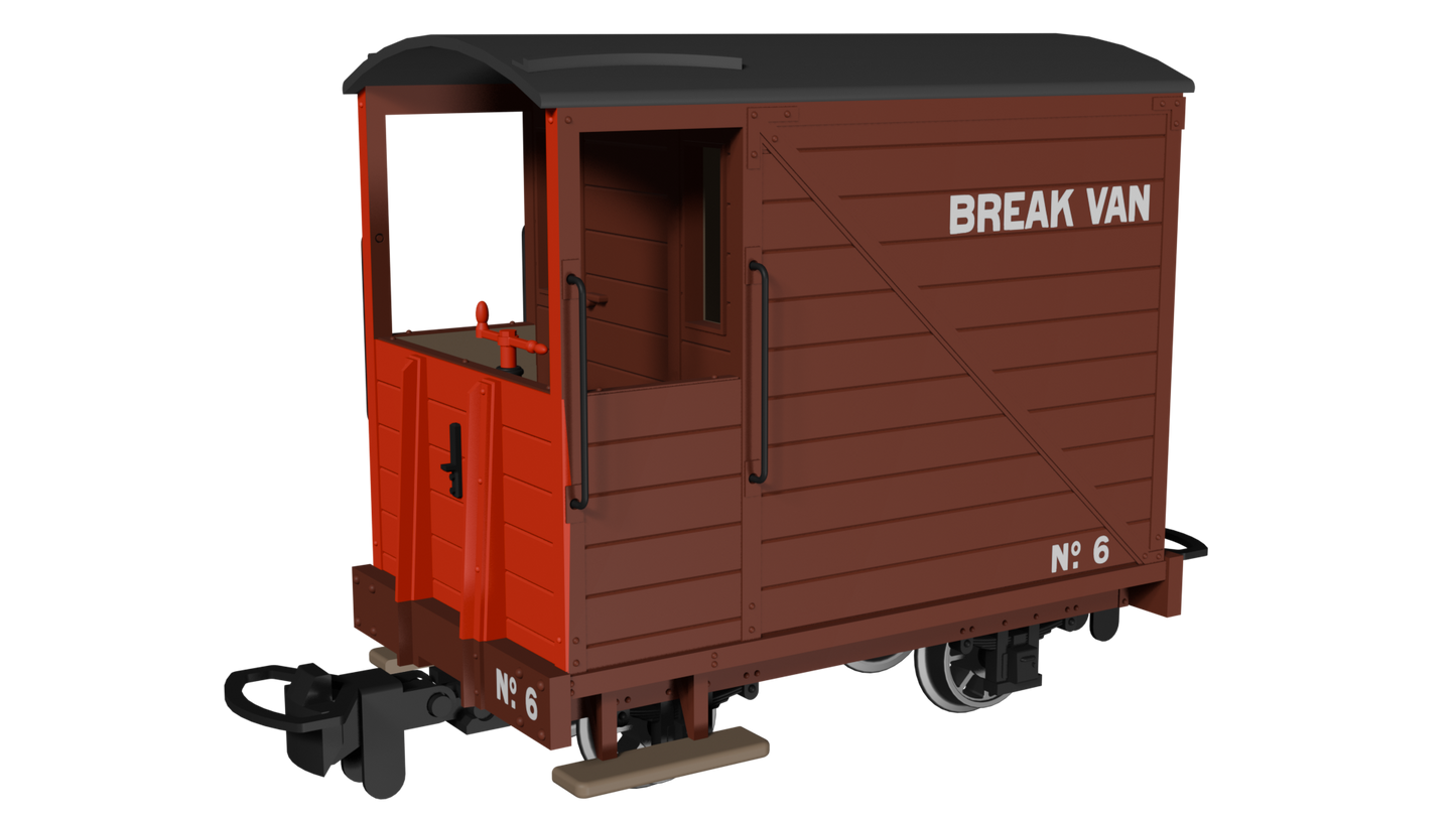 Rapido Trains 990802 - Single Veranda Brake Van – Brown with Red Ends No.6