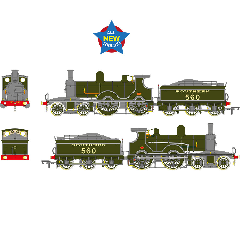 EFE Rail E85024 - LSWR Adams T3 560 SR Lined Olive Green