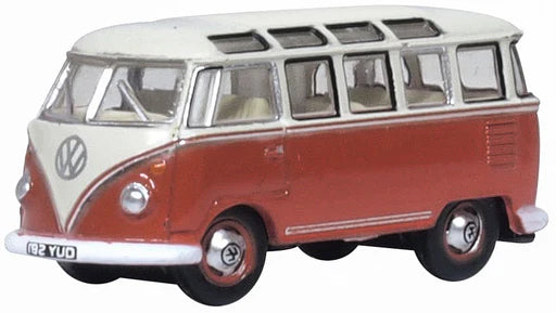 Oxford Diecast NVWS001 - VW T1 Samba Bus Sealing Wax Red/Beige Grey