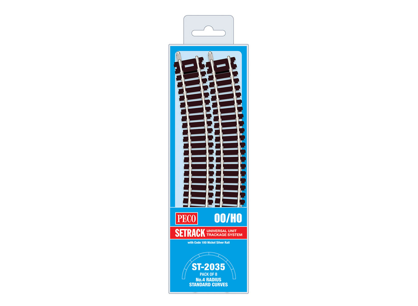 Peco ST-2035 - OO/HO Gauge, No.4 Radius Standard Curves (Pack of 8)
