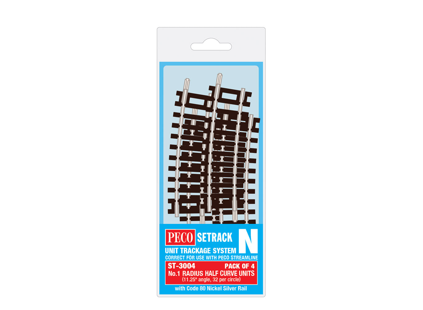 Peco ST3004 - Half Curve, 1st Radius (Pack of 4) - N Gauge