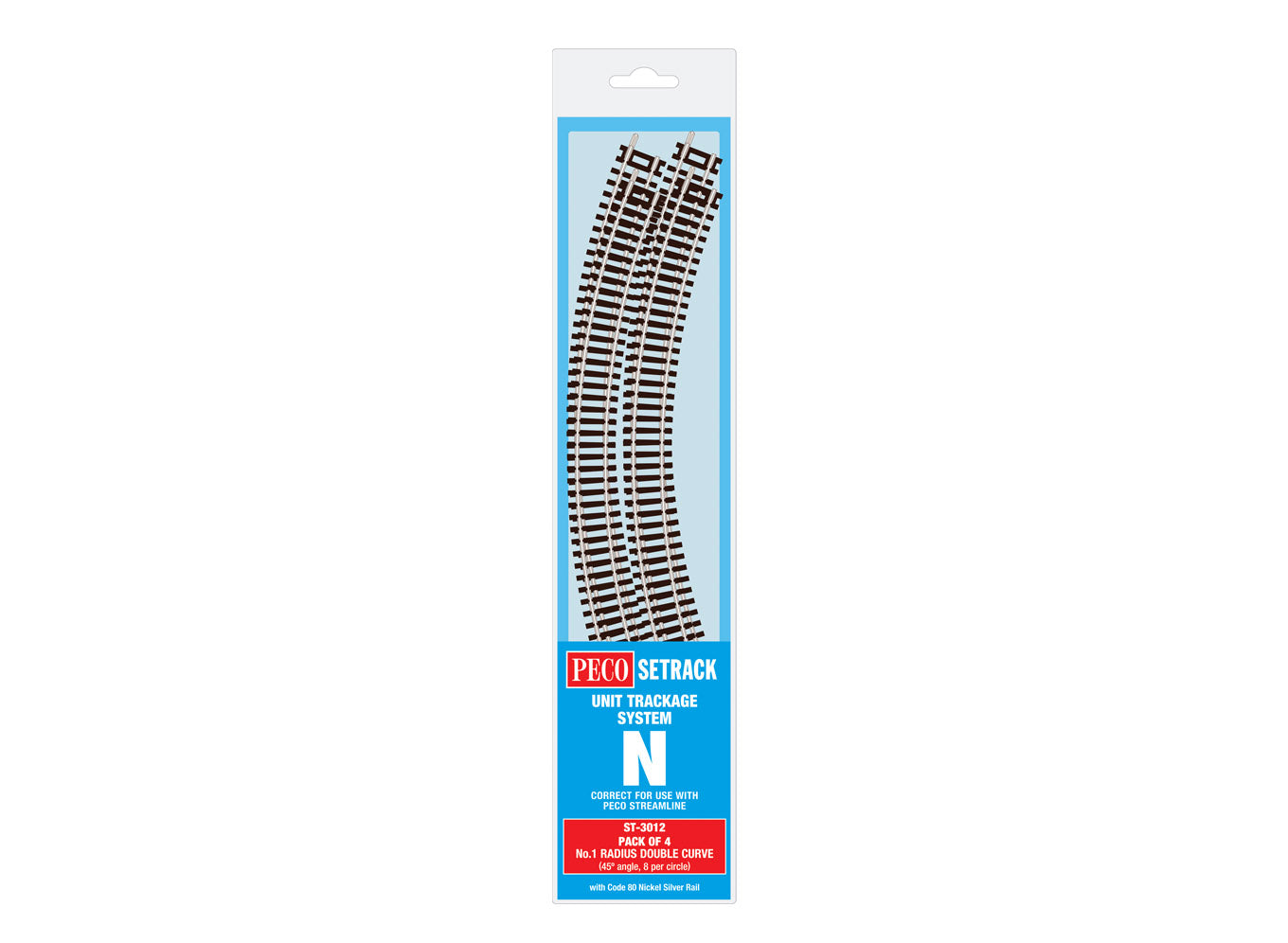 Peco ST-3012 - ST-3012 Double Curve, 1st Radius (Pack of 4)