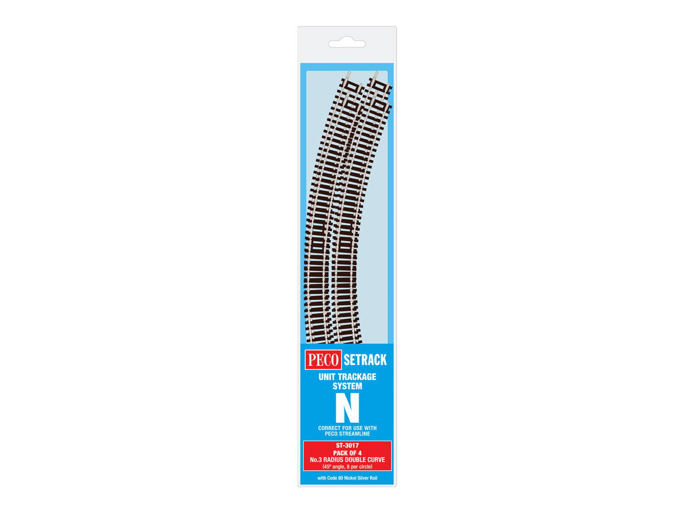 Peco ST3017 - Double Curve, 3rd Radius (Pack of 4)