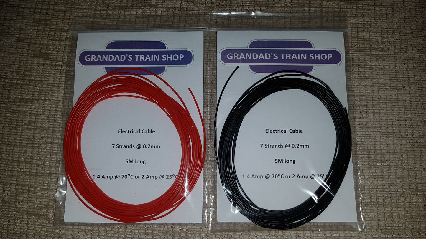 Electrical Cable - Model Railways - Multi Colours - 7 Strands @ 0.2mm - 5M