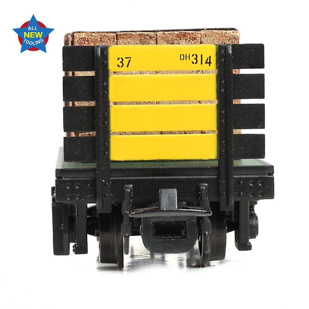 Bachmann Narrow Gauge 393-175 - RNAD Flat Wagon RNAD Black Planked Yellow Ends With Load