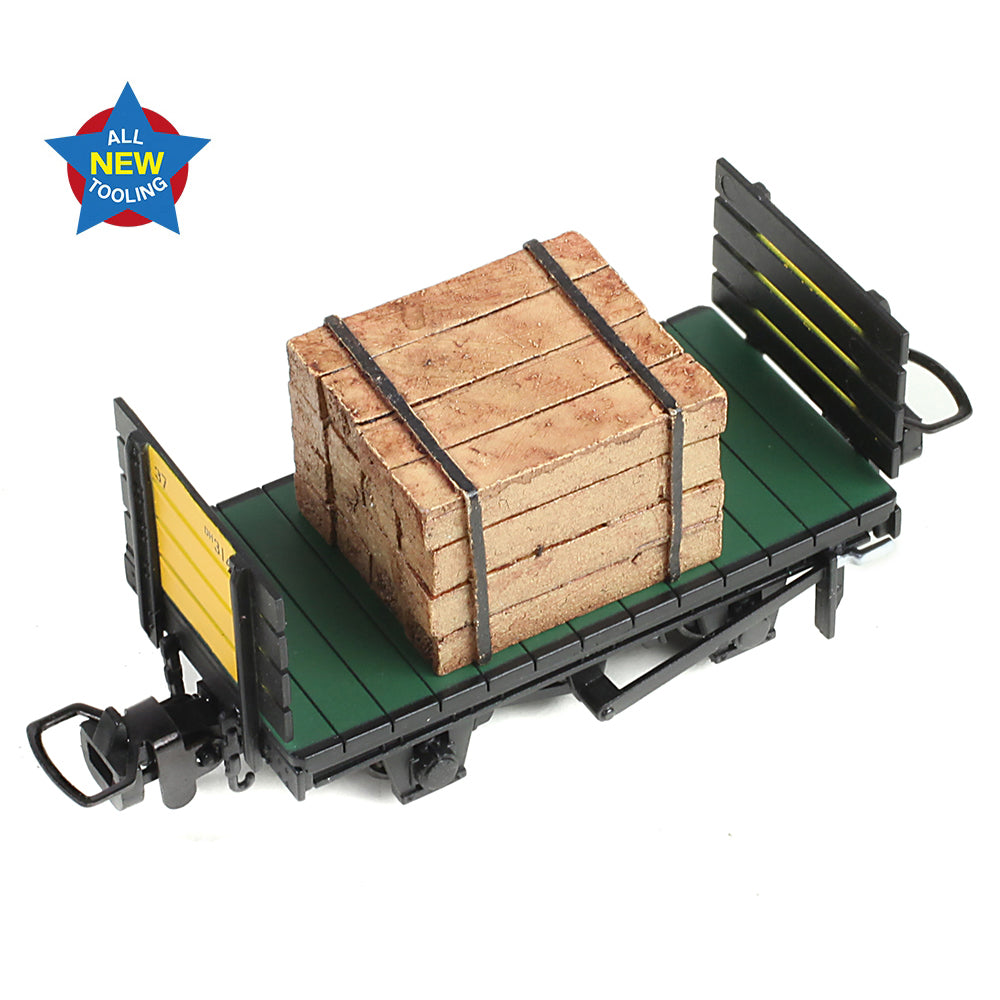 Bachmann Narrow Gauge 393-175 - RNAD Flat Wagon RNAD Black Planked Yellow Ends With Load