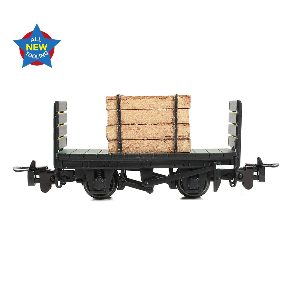 Bachmann Narrow Gauge 393-175 - RNAD Flat Wagon RNAD Black Planked Yellow Ends With Load