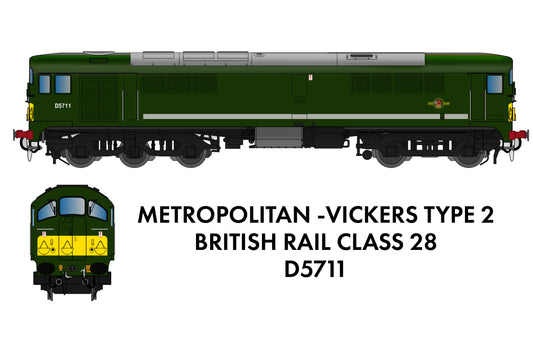 Rapido Trains UK 905002 - Class 28 - BR Green (Warning Panels) No. D5711