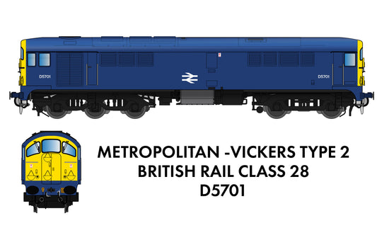 Rapido Trains UK 905006 - Class 28 - BR Blue with Full Yellow Ends No. D5701 Sound Fitted