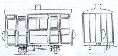 Dundas Models DM29 - Two Compartment 4 Wheel Coach (Based on Vale of Rheidol / Glyn Valley)
