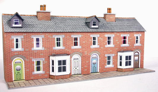 Metcalfe PN174 - Low Relief Terraced House Fronts Red Brick Style