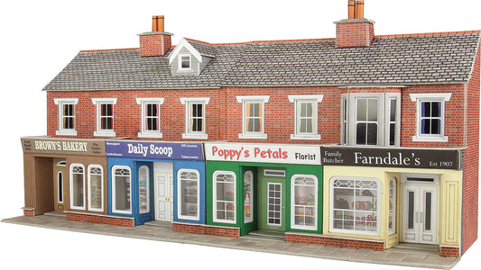 Metcalfe PO272 - Low Relief Terraced Shop Fronts in Red Brick