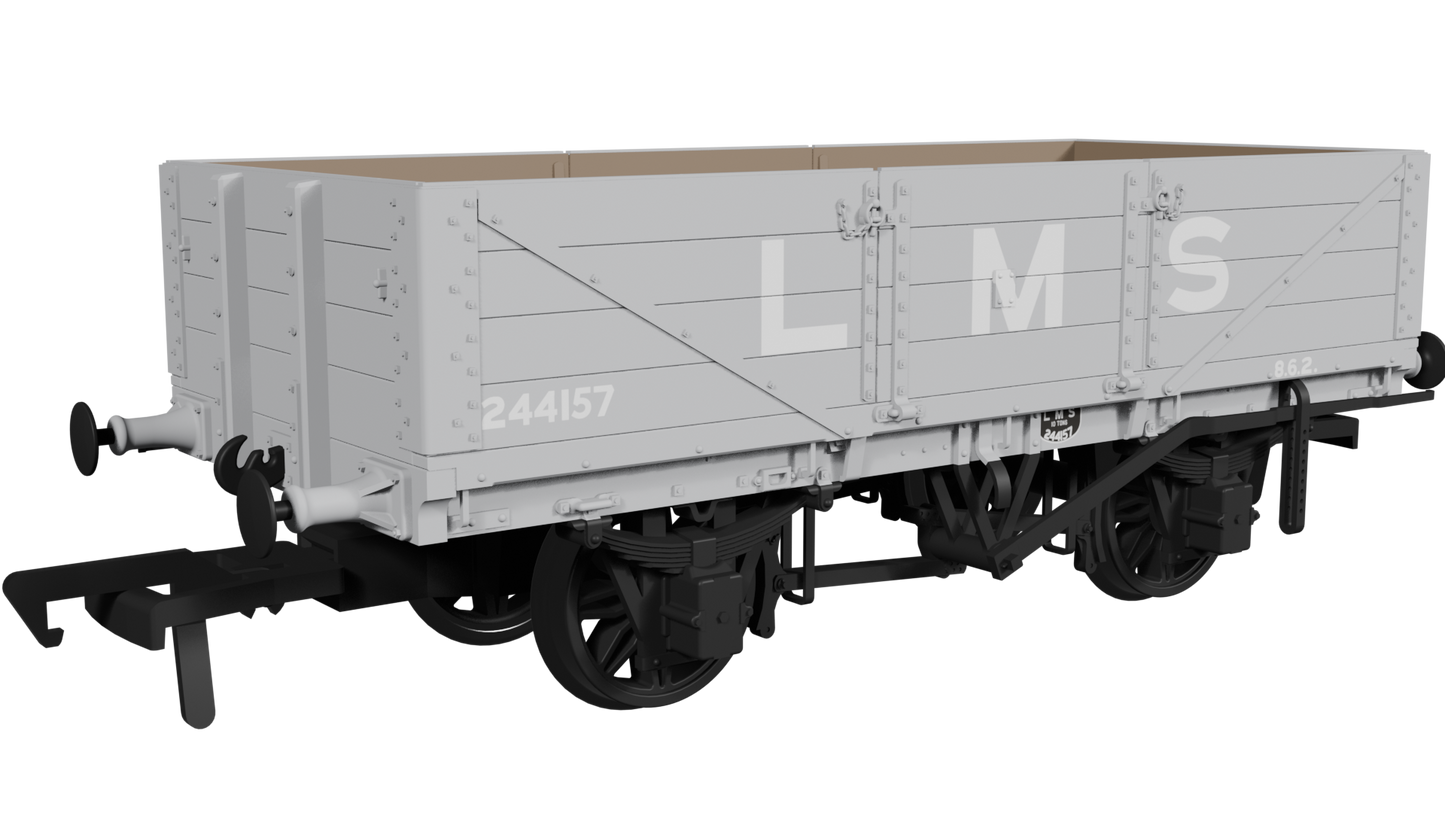 Rapido Trains UK 950006 - LNWR D84 4-Plank Open – No.244157 LMS Grey (pre-1936)