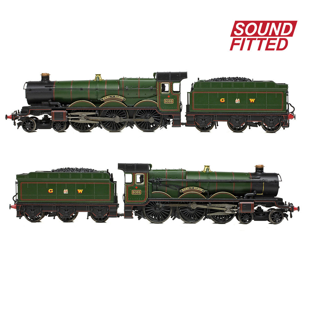 Graham Farish 372-034SF - GWR 4073 'Castle' 5055 'Earl of Eldon' GWR Lined Green (GW Crest) (SOUND FITTED)