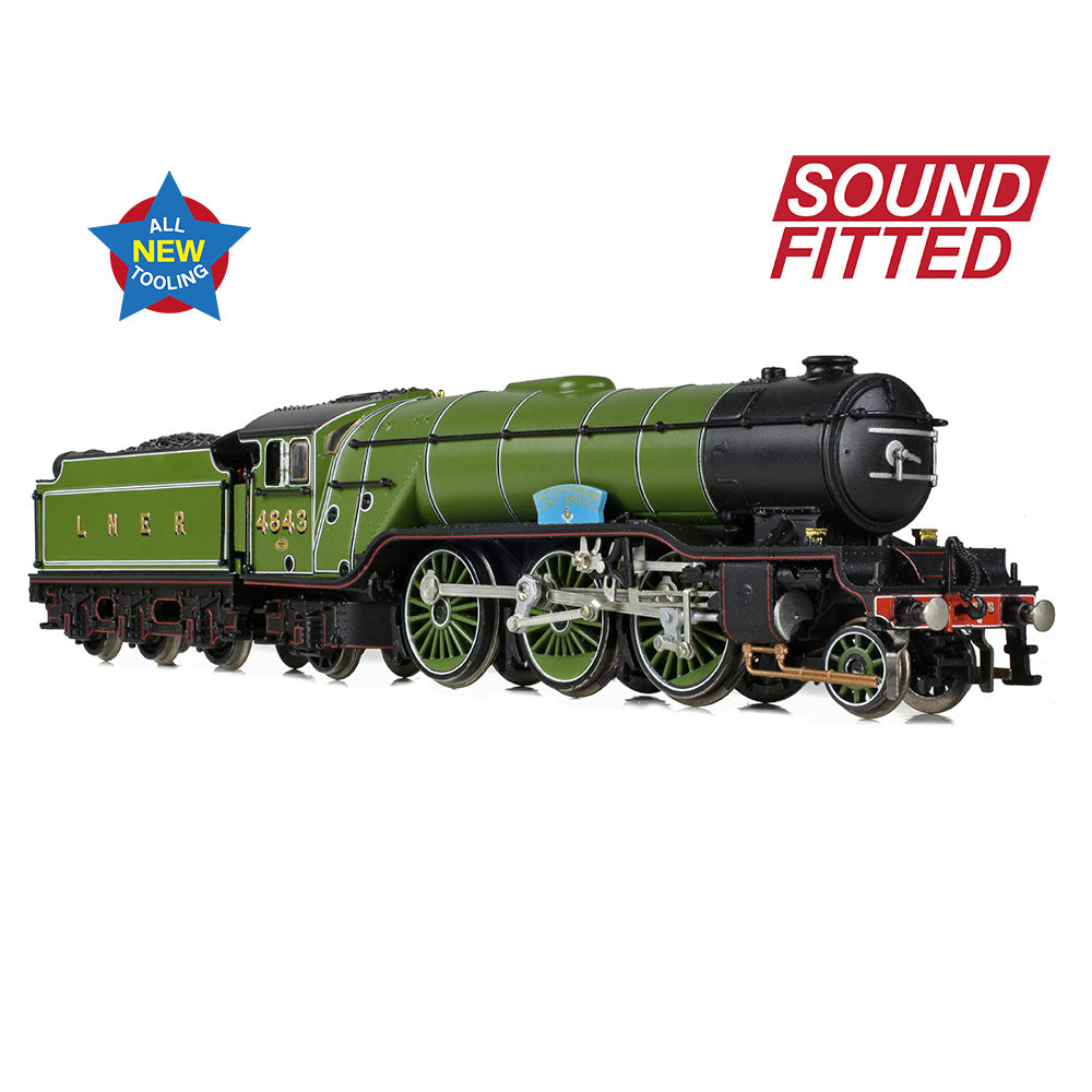 Graham Farish 372-611SF - LNER V2 4843 'Kings Own Yorkshire Light Infantry' LNER Lined Green (Sound Fitted)