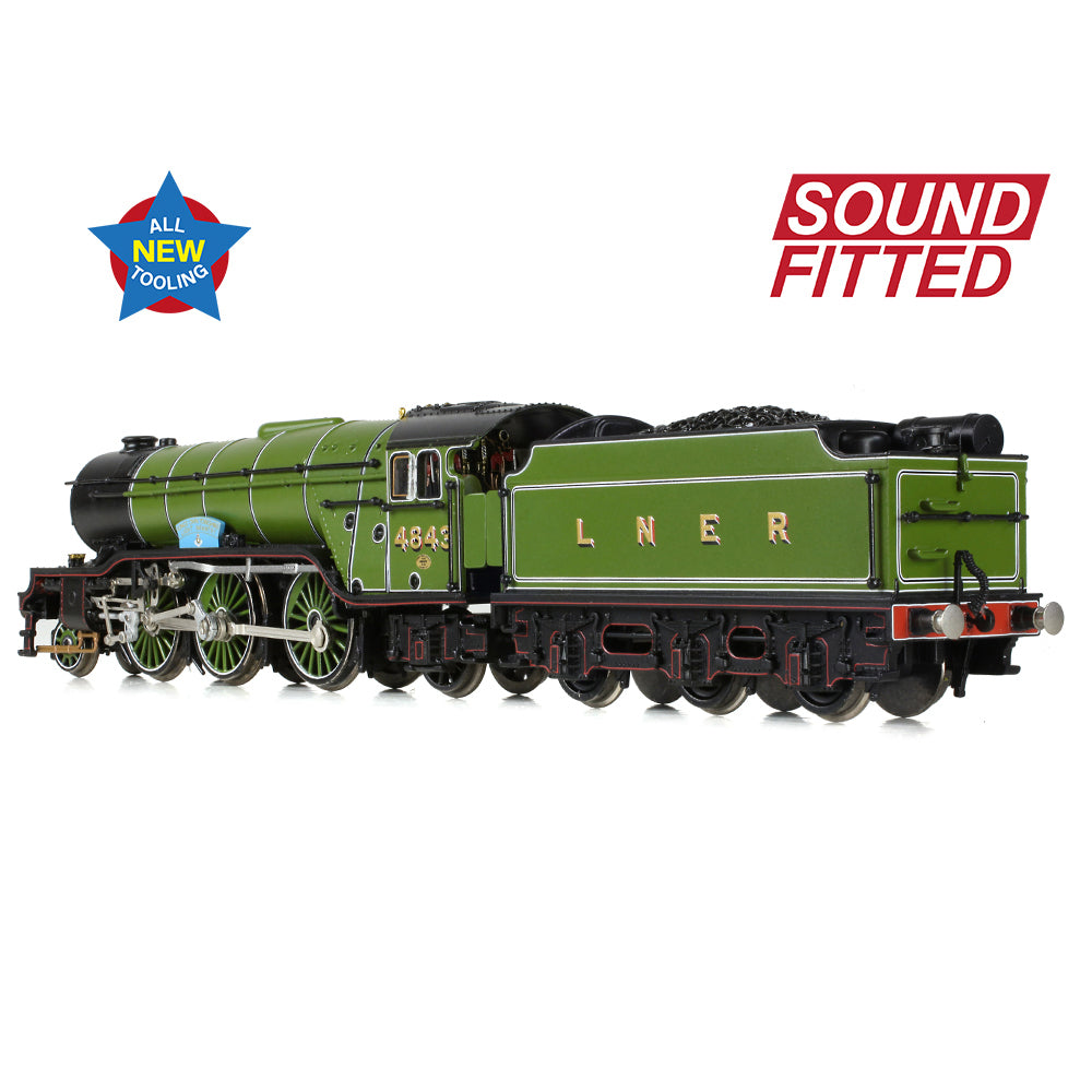 Graham Farish 372-611SF - LNER V2 4843 'Kings Own Yorkshire Light Infantry' LNER Lined Green (Sound Fitted)