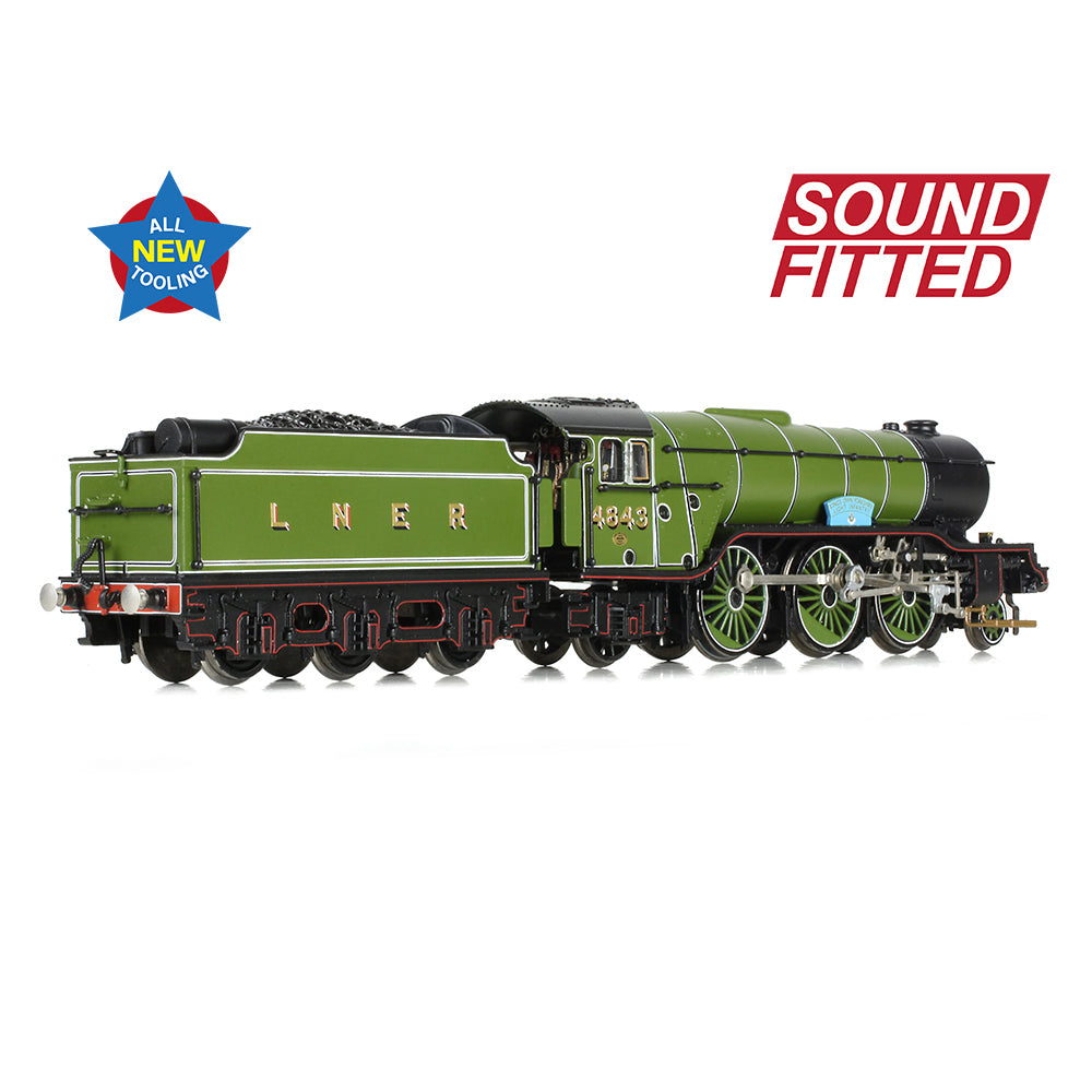 Graham Farish 372-611SF - LNER V2 4843 'Kings Own Yorkshire Light Infantry' LNER Lined Green (Sound Fitted)