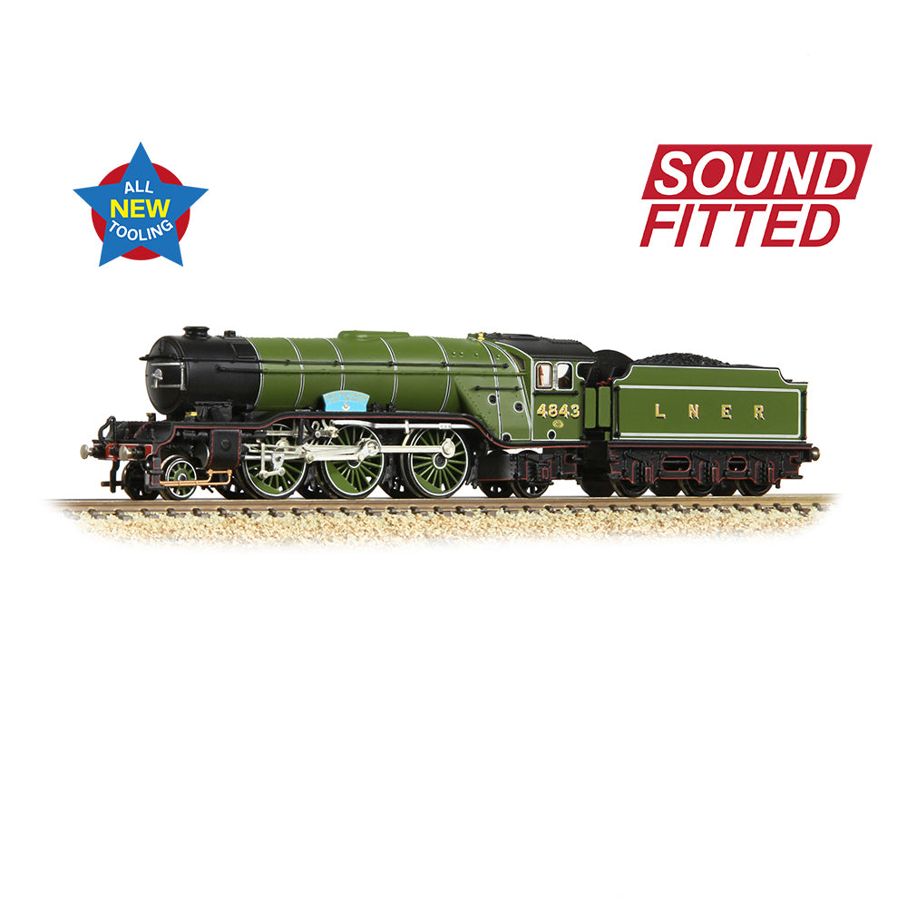 Graham Farish 372-611SF - LNER V2 4843 'Kings Own Yorkshire Light Infantry' LNER Lined Green (Sound Fitted)