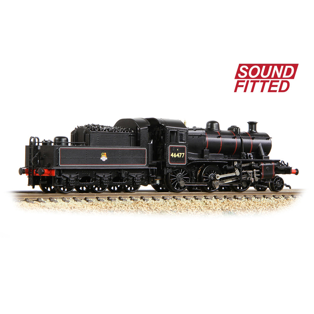 Graham Farish 372-626ASF - LMS Ivatt 2MT Class 46477 BR Lined Black Early Emblem (SOUND FITTED)