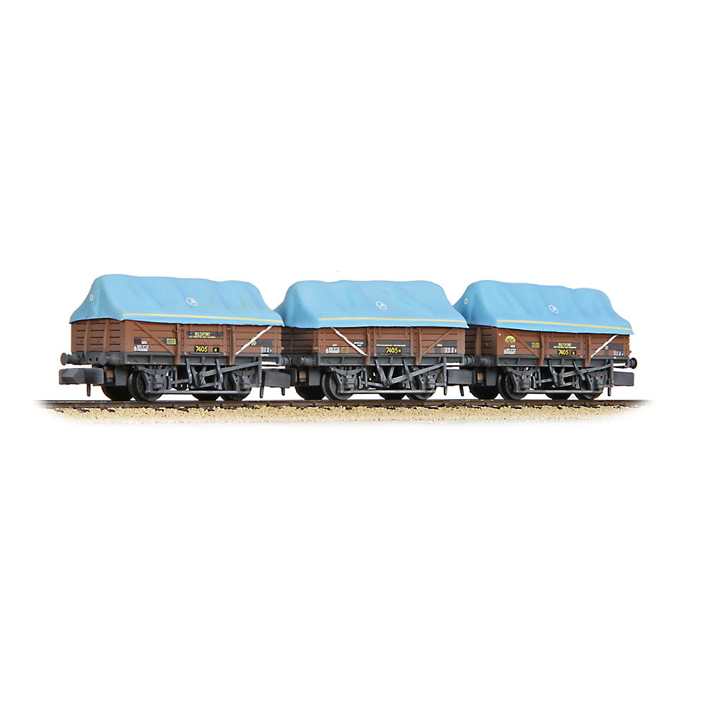Graham Farish 377-491 - 5 Plank China Clay 3-Wagon Pack BR Bauxite (TOPS) with Tent Canopy [W]