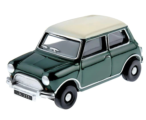 Oxford Diecast 76MN003 - Almond Green/Old English White Austin Mini