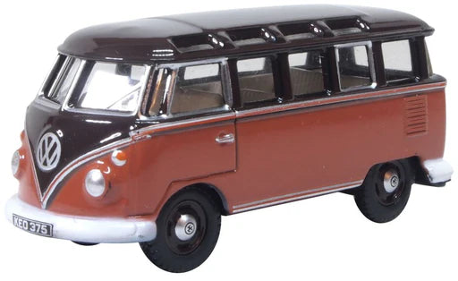 Oxford Diecast 76VWS012 - VW T1 Samba Bus Sealing Wax Red/Chestnut Brown