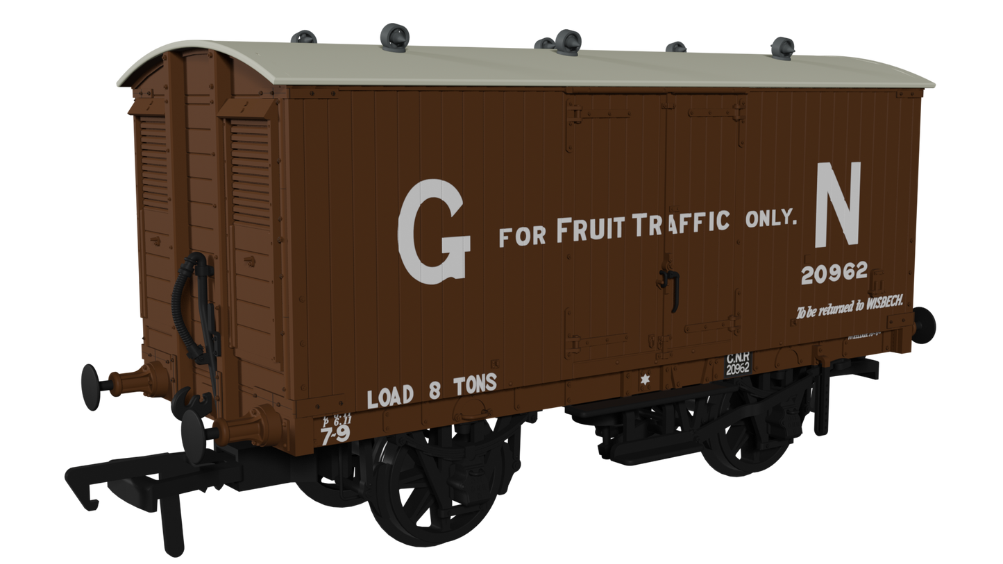 Rapido Trains UK 930005 - GNR 8 Ton Van – GN Fruit Livery No.20962