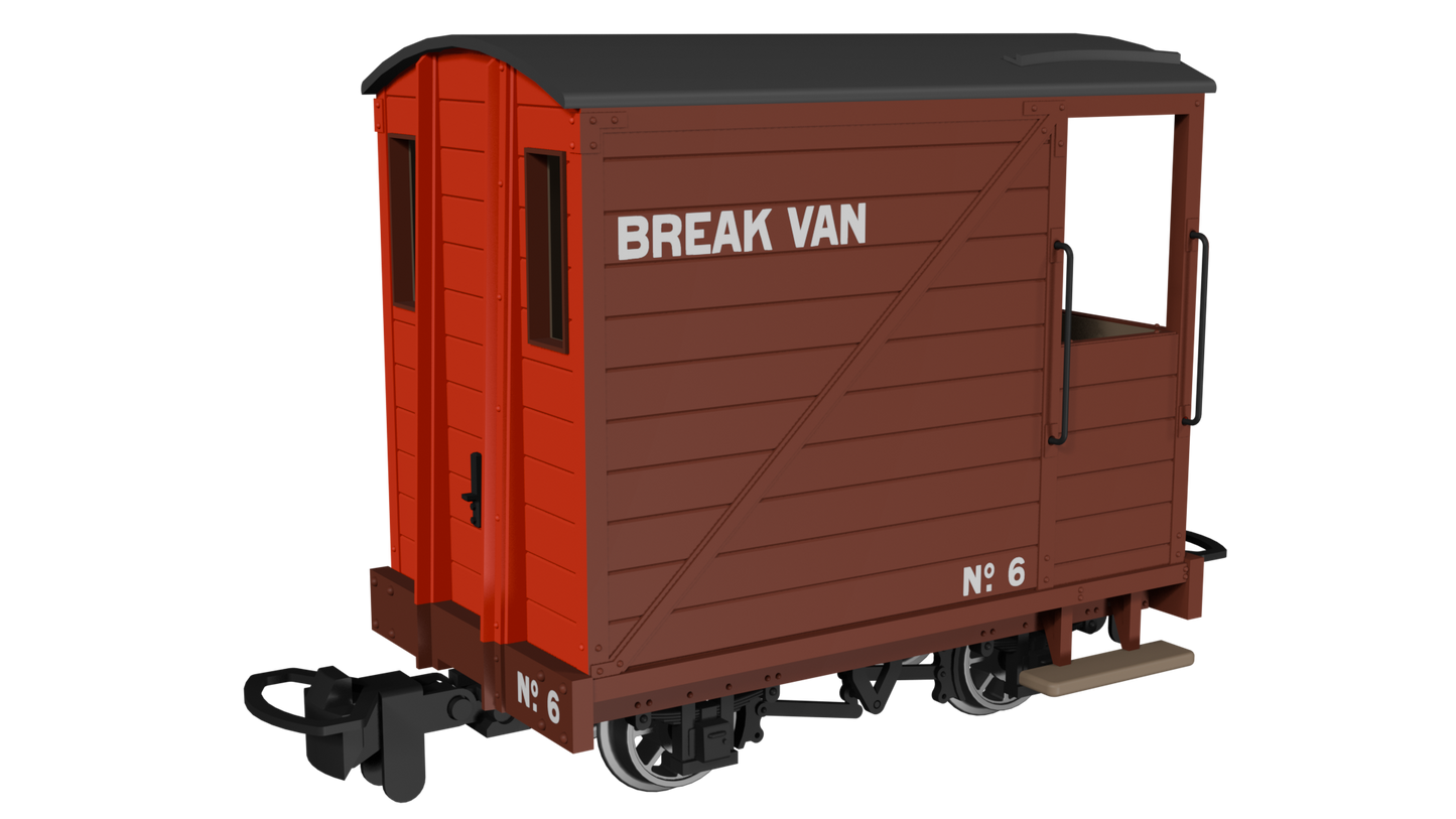 Rapido Trains 990802 - Single Veranda Brake Van – Brown with Red Ends No.6