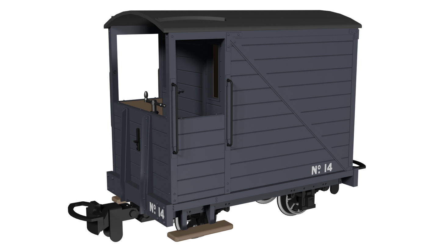 Rapido Trains 990804 - Single Veranda Brake Van – Plain Dark Grey No.14