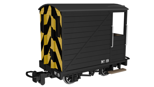 Rapido Trains 990806 - Single Veranda Brake Van – Black with Wasp Stripes No.19
