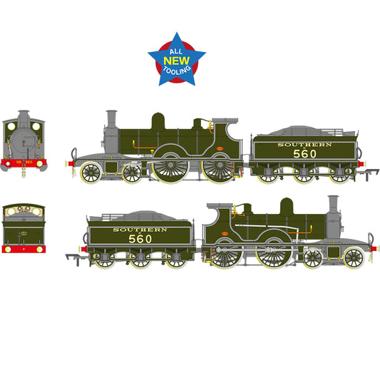 EFE Rail E85024 - LSWR Adams T3 560 SR Lined Olive Green