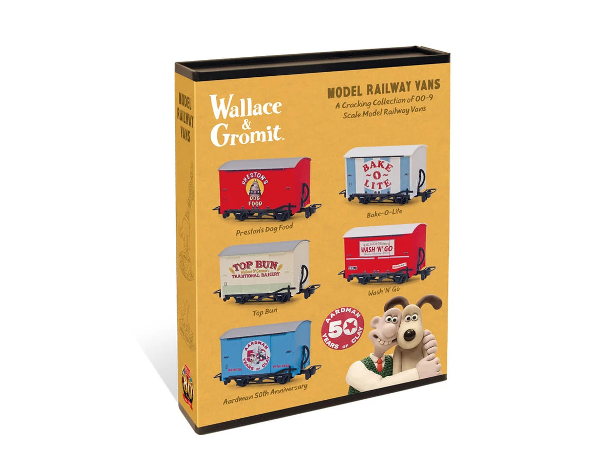Peco GRAA050 - OO-9 Box Van Set Aardman 50th Anniversary Wagon Collectors Set