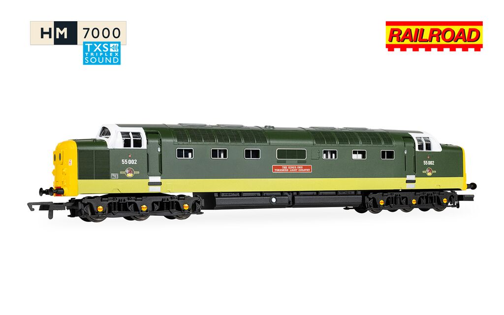 Hornby R30438TXS - RailRoad: Class 55 (Deltic) - BR - 55002 'The Kings own Yorkshire Light Infantry' (DCC Sound Fitted)