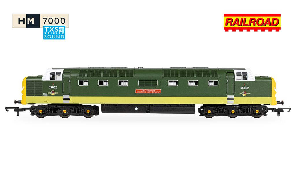Hornby R30438TXS - RailRoad: Class 55 (Deltic) - BR - 55002 'The Kings own Yorkshire Light Infantry' (DCC Sound Fitted)