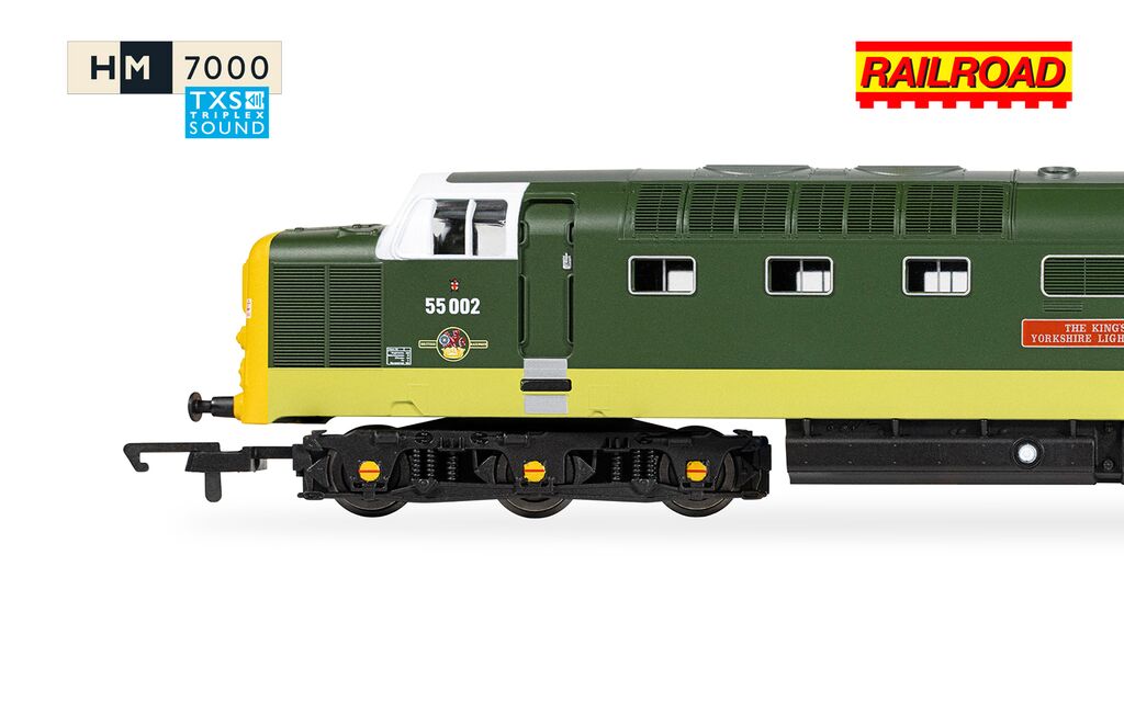 Hornby R30438TXS - RailRoad: Class 55 (Deltic) - BR - 55002 'The Kings own Yorkshire Light Infantry' (DCC Sound Fitted)