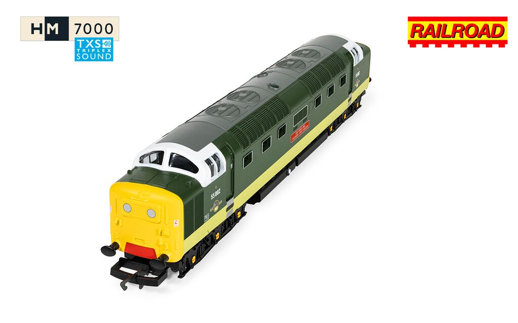 Hornby R30438TXS - RailRoad: Class 55 (Deltic) - BR - 55002 'The Kings own Yorkshire Light Infantry' (DCC Sound Fitted)
