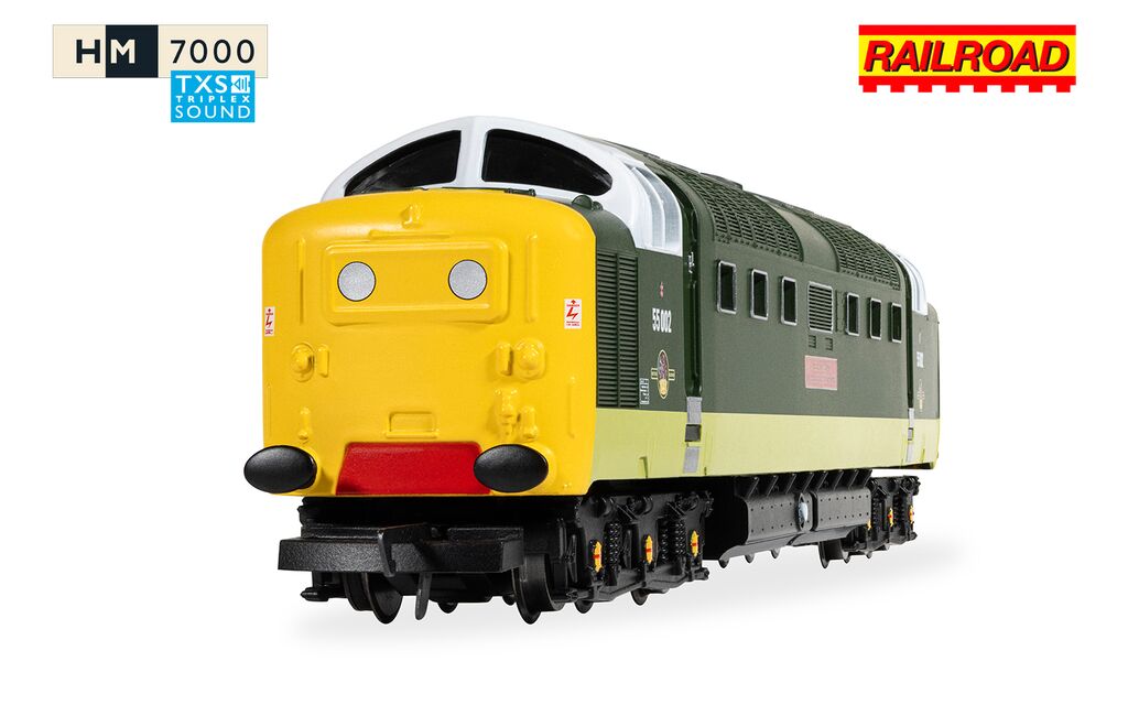 Hornby R30438TXS - RailRoad: Class 55 (Deltic) - BR - 55002 'The Kings own Yorkshire Light Infantry' (DCC Sound Fitted)