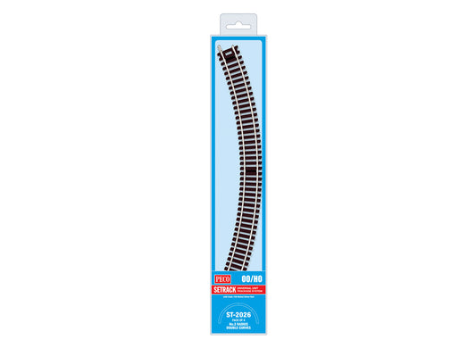 Peco ST2026 - Double Curve, 2nd Radius (Pack of 4)