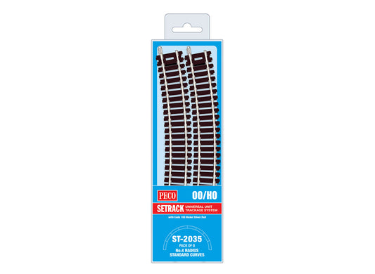 Peco ST-2035 - OO/HO Gauge, No.4 Radius Standard Curves (Pack of 8)