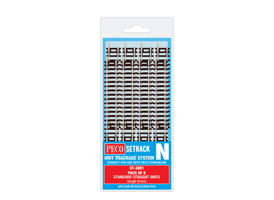 Peco ST3001 - Standard Straight (Pack of 8)