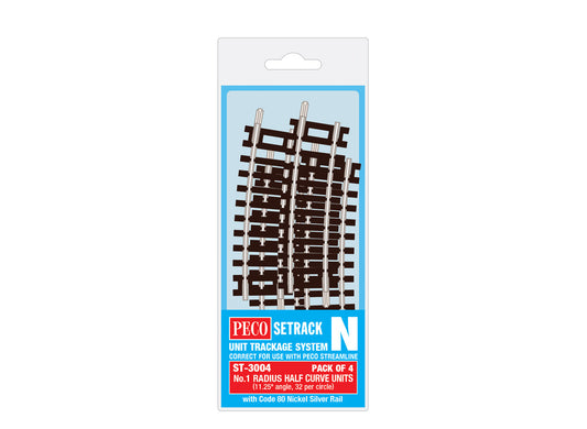 Peco ST3004 - Half Curve, 1st Radius (Pack of 4) - N Gauge