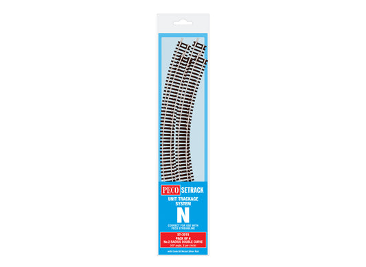 Peco ST3015 - Double Curve, 2nd Radius (Pack of 4)
