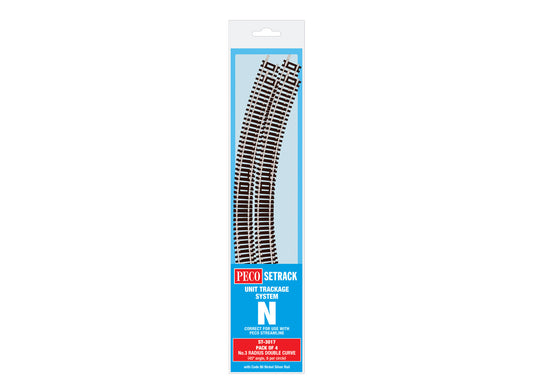 Peco ST3017 - Double Curve, 3rd Radius (Pack of 4)