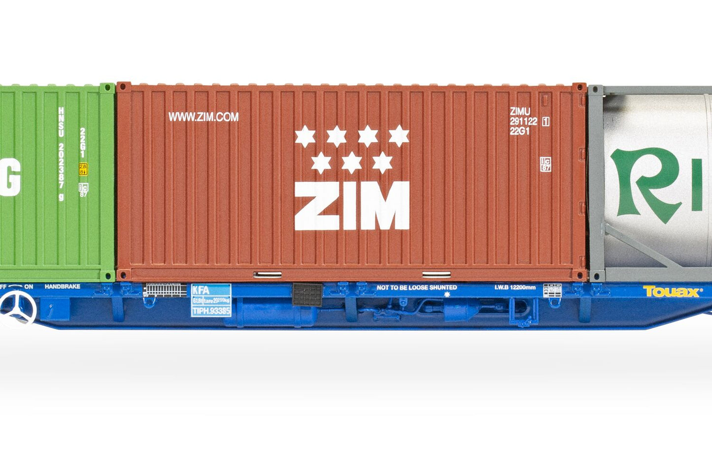 Hornby R60239 - KFA Container Wagon With 2 x 20ft Containers & 1 x 20ft Tanktainer